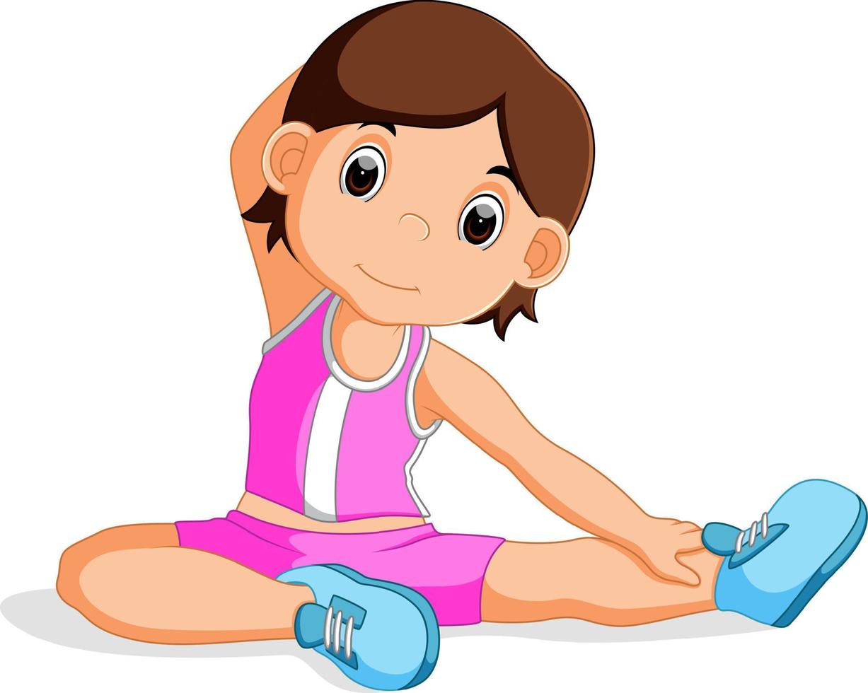 young girl doing yoga vector