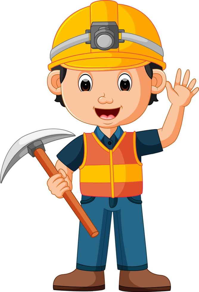 hombre de la construcción con hacha vector