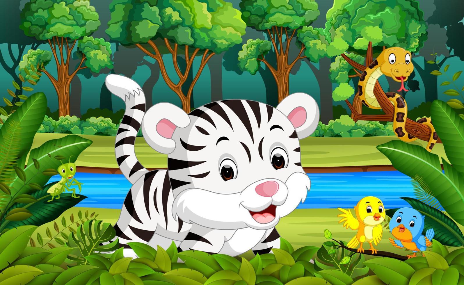 White Tiger in the forest vector