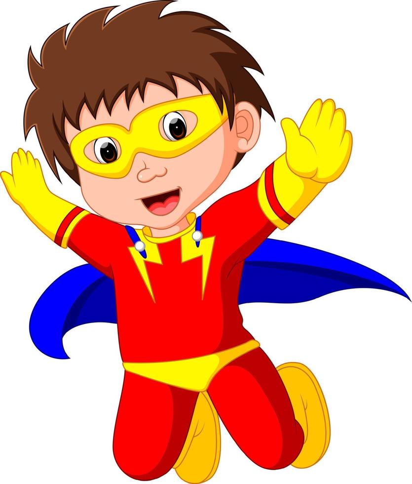 Superhero kid cartoon vector