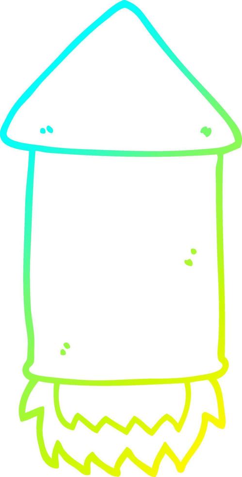 cold gradient line drawing cartoon rocket vector