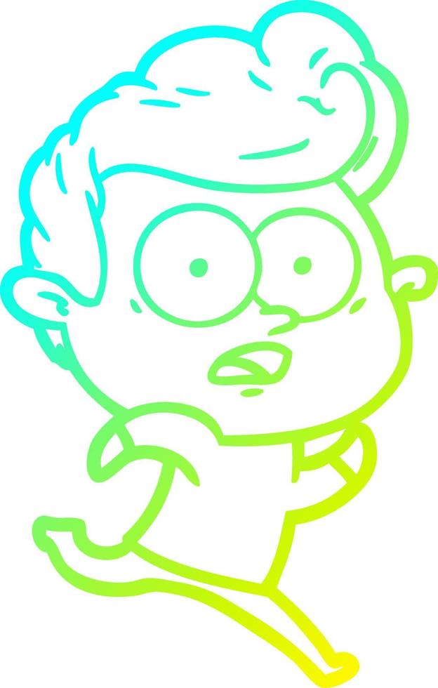 cold gradient line drawing cartoon staring man vector