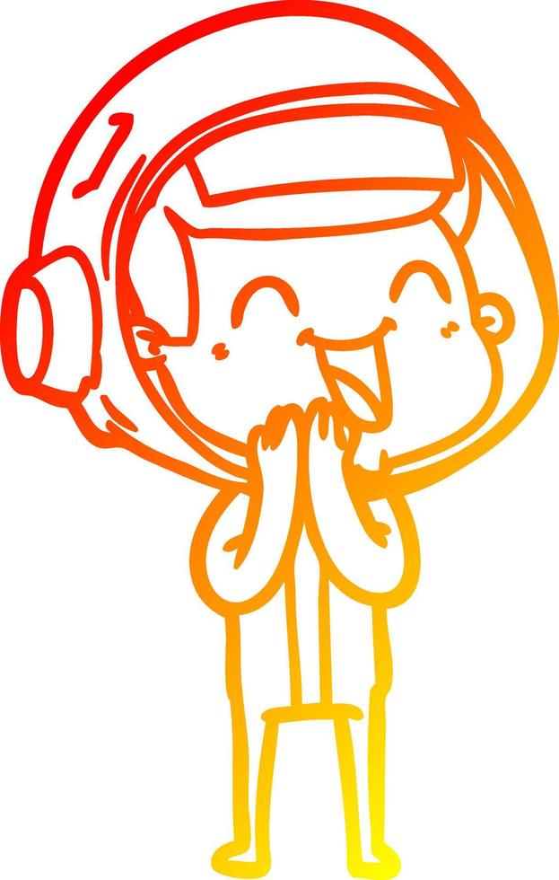 warm gradient line drawing happy cartoon astronaut vector