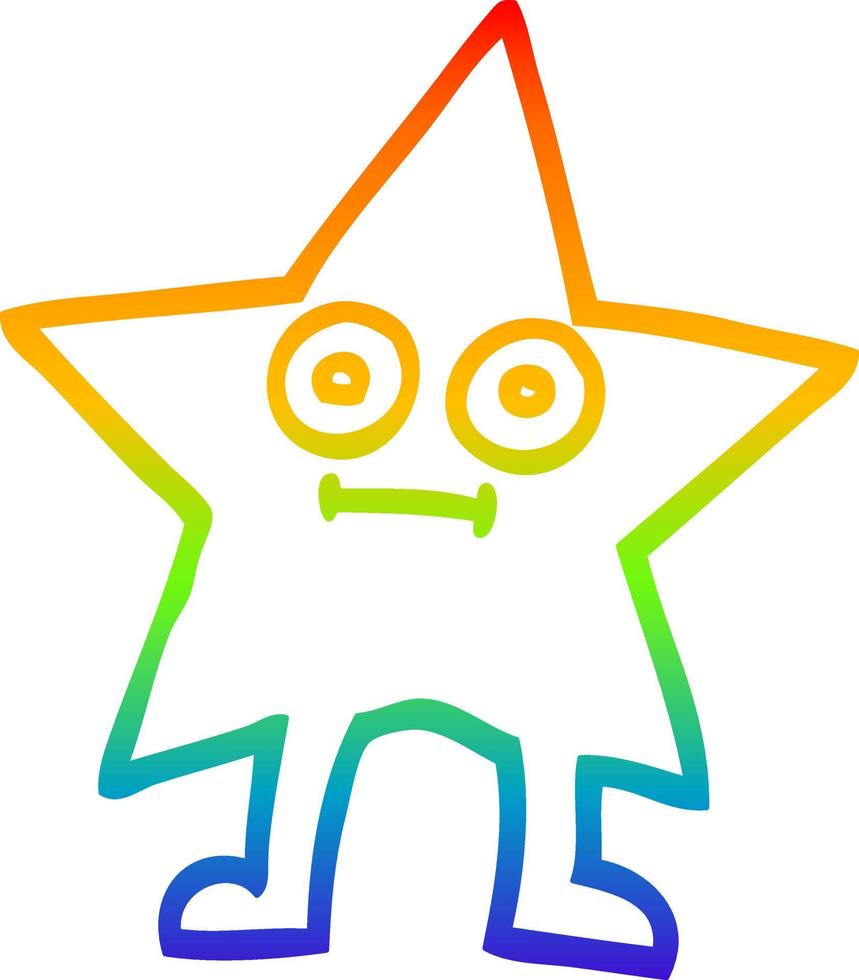 arco iris gradiente línea dibujo dibujos animados estrella personaje vector
