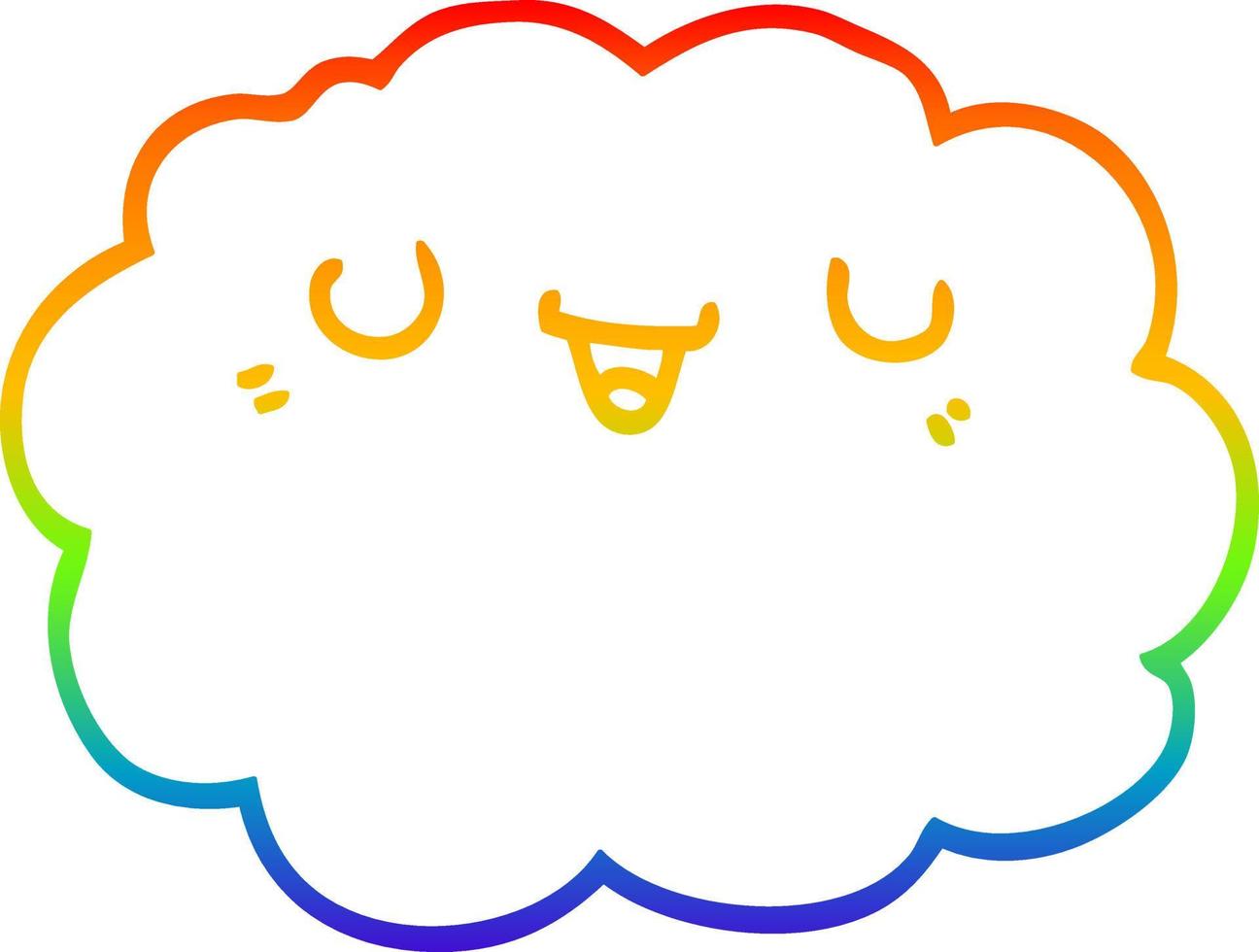 nube de dibujos animados de dibujo de línea de gradiente de arco iris vector