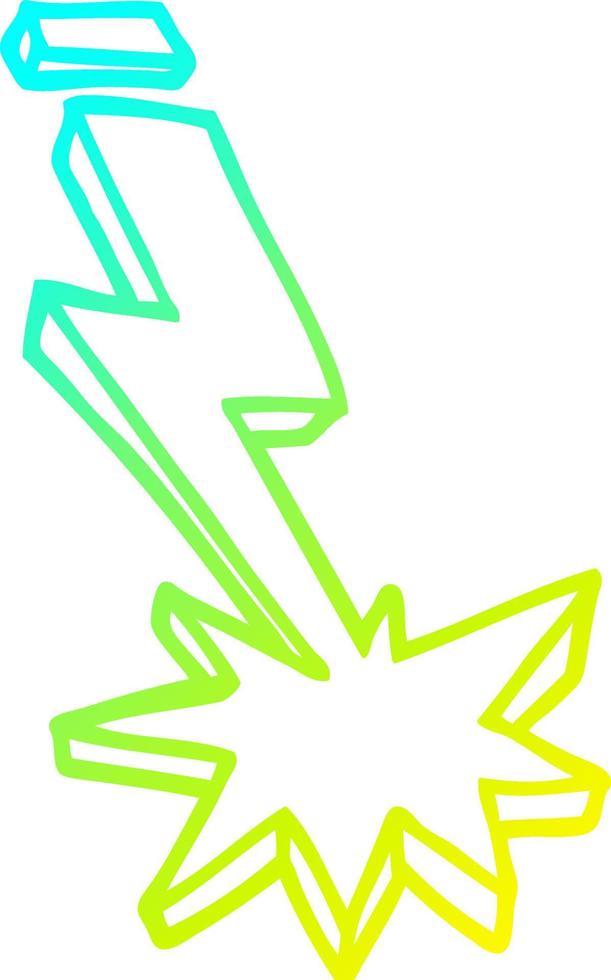 cold gradient line drawing cartoon thunder bolt vector