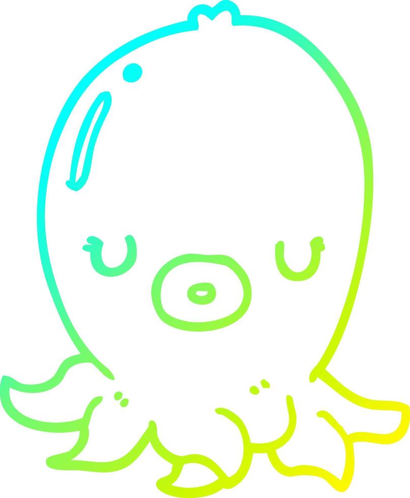 cold gradient line drawing cartoon octopus vector