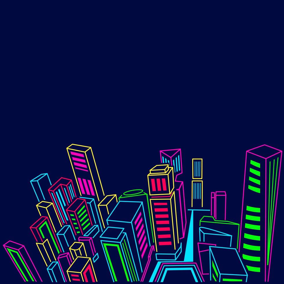 Black night town Line. Pop Art logo. Colorful design with dark background. Abstract vector illustration. Isolated black background for t-shirt, poster, clothing, merch, apparel, badge design