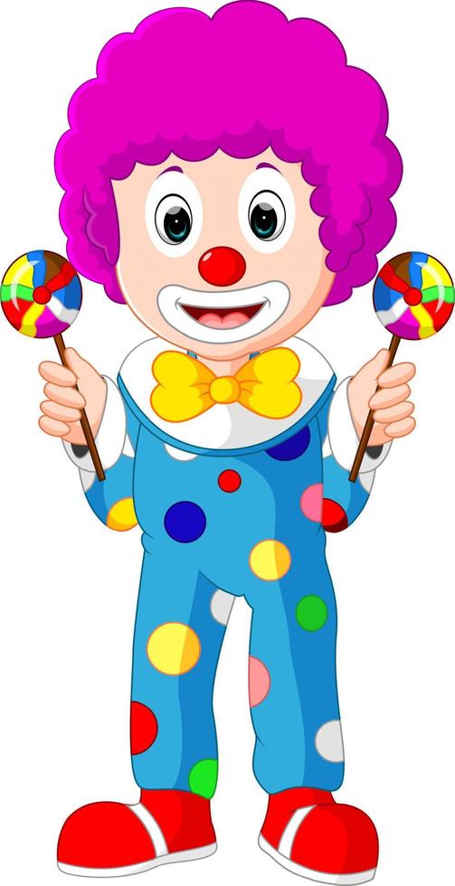 Colorful Friendly Clown With Lollypop vector