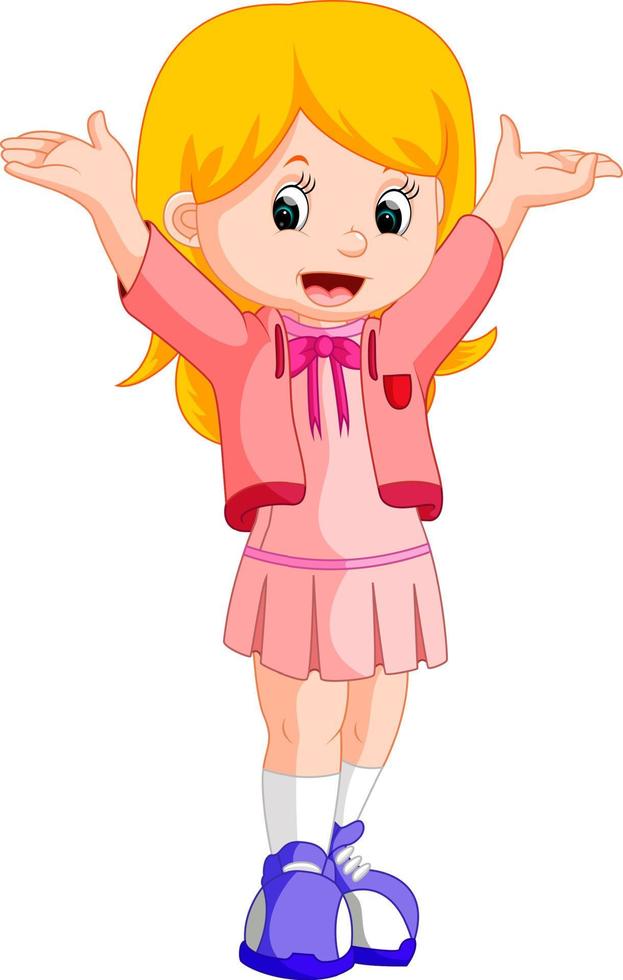 Happy little girl cartoon vector