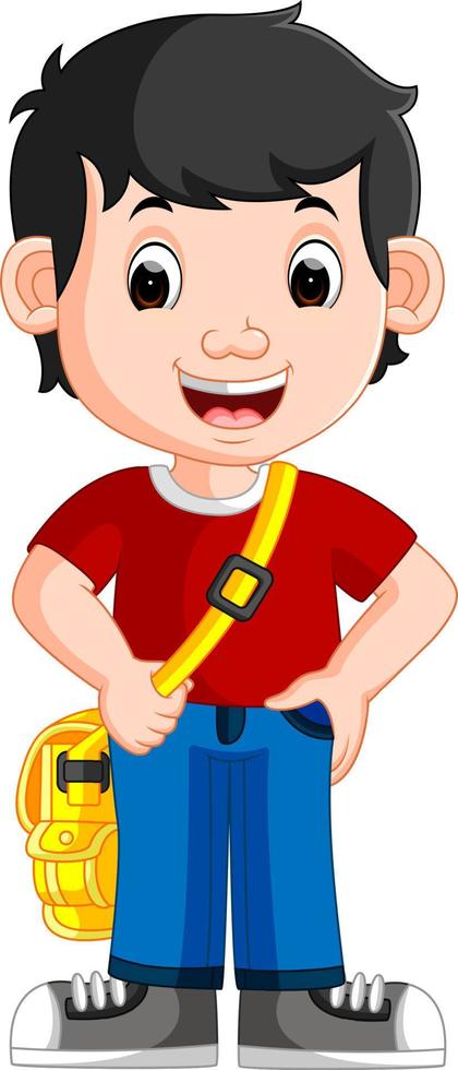 Cute boy go to school vector