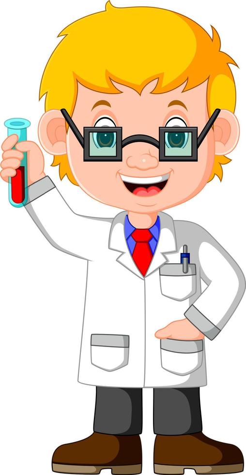 Boy cartoon doing chemical experiment vector