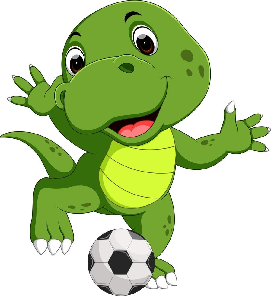Cute crocodile playing football vector