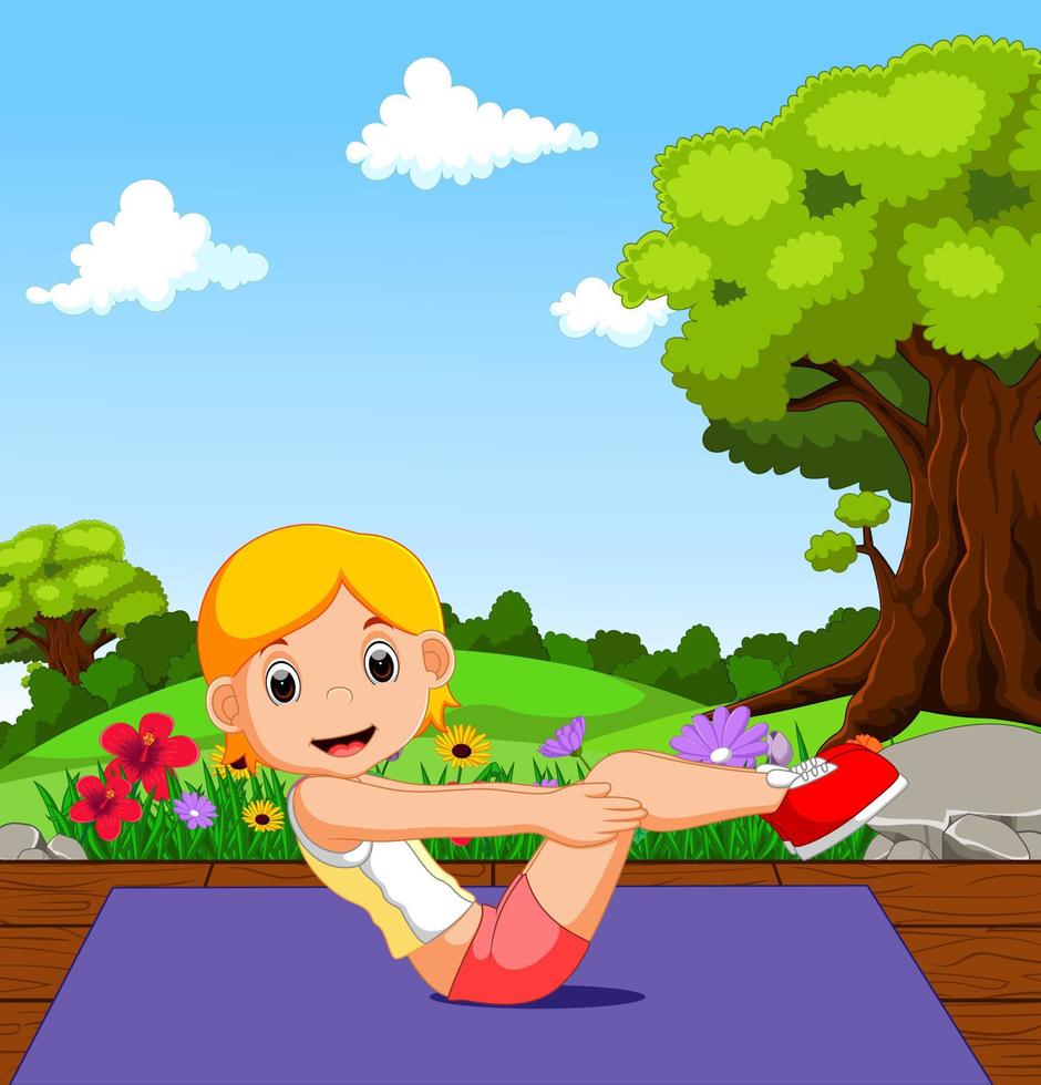 jovencita haciendo yoga vector