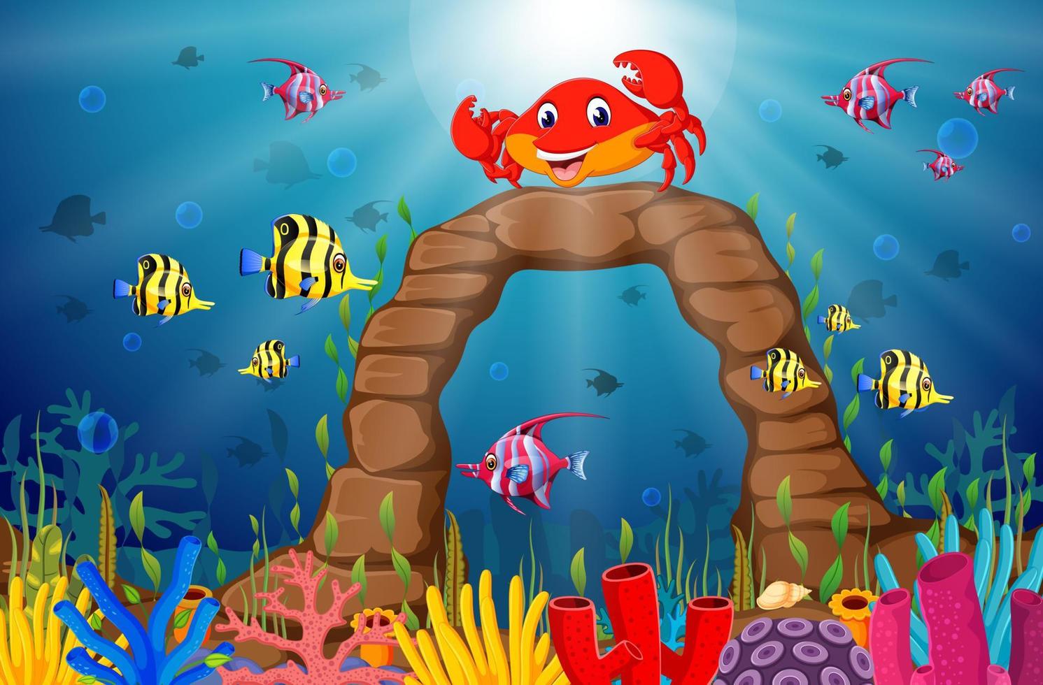 Cartoon tropical crab with beautiful underwater world 8665778 Vector Art at Vecteezy Cartoon tropical crab with beautiful underwater world 8665778 Vector Art at Vecteezy