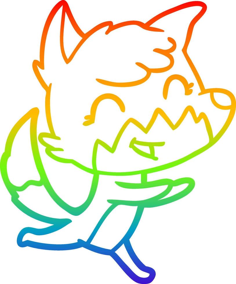 rainbow gradient line drawing happy cartoon fox vector