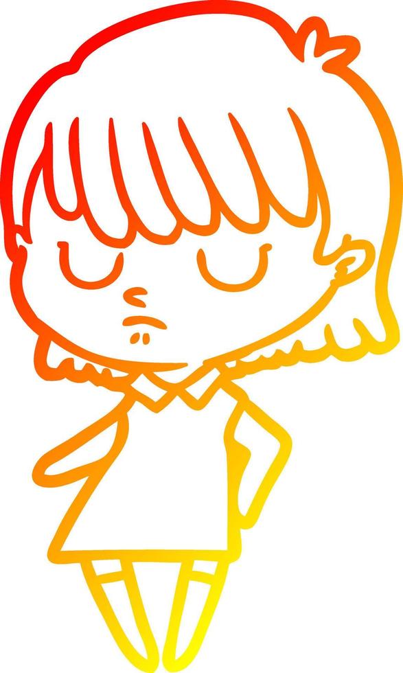 warm gradient line drawing cartoon woman vector