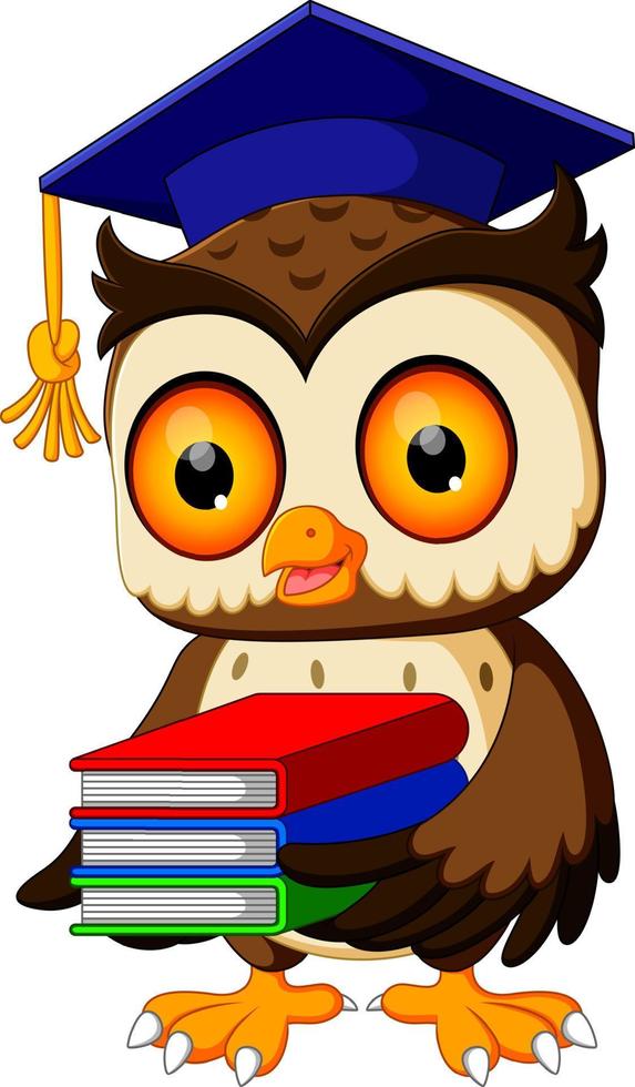 owl in the graduate's carrying book vector