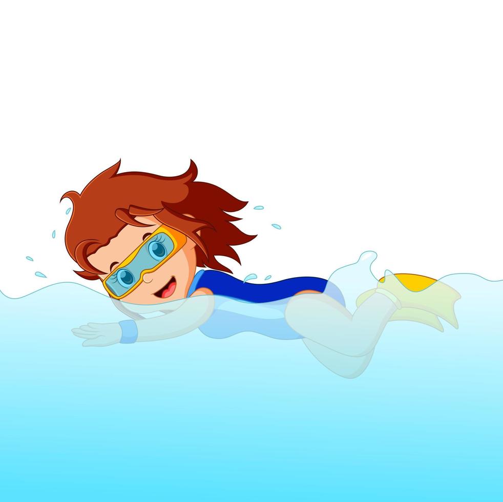 young woman snorkeling vector