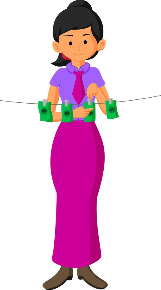 business woman drying  banknotes vector