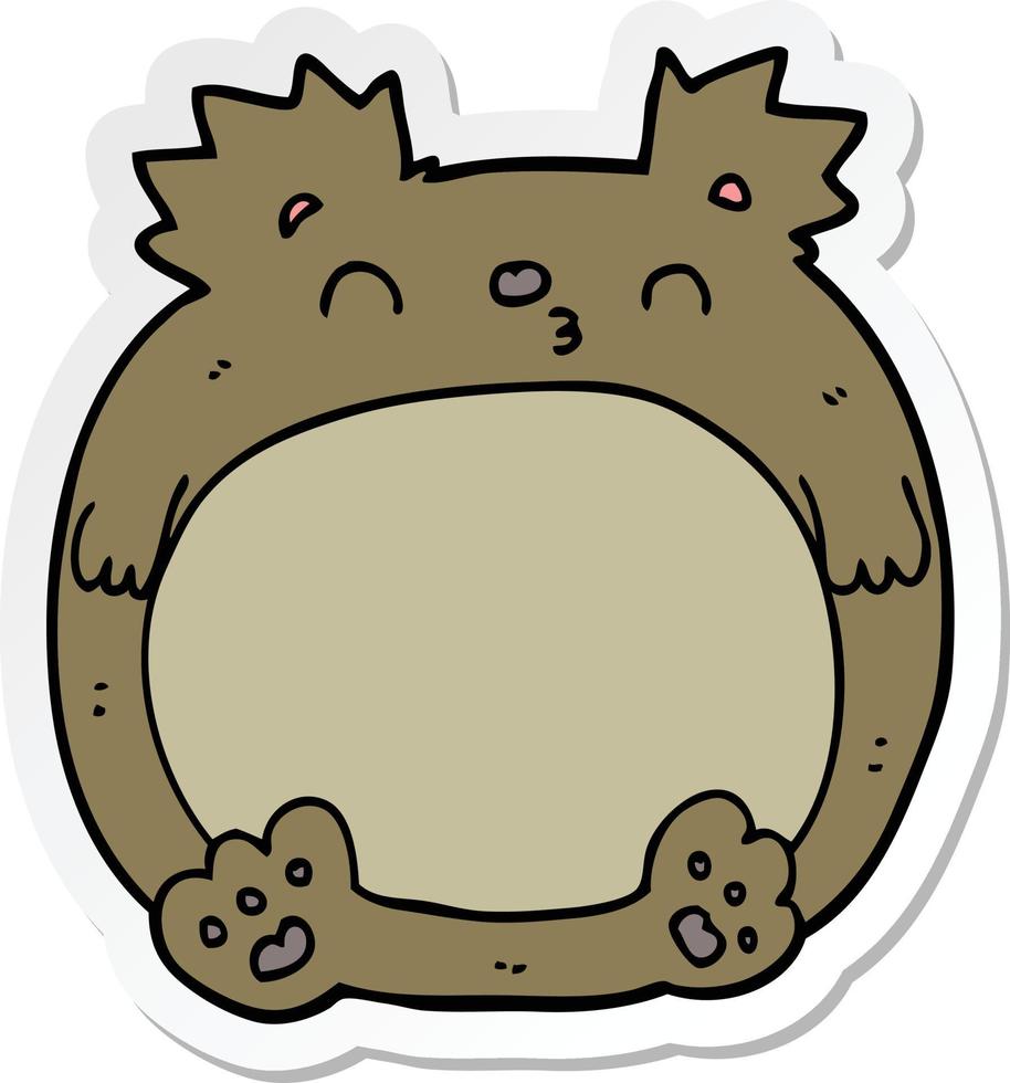 sticker of a cartoon bear vector