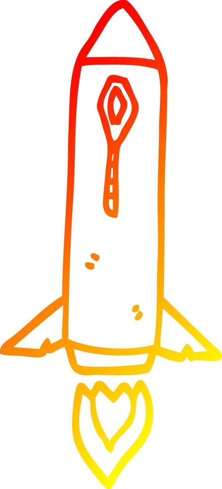 warm gradient line drawing cartoon space rocket vector