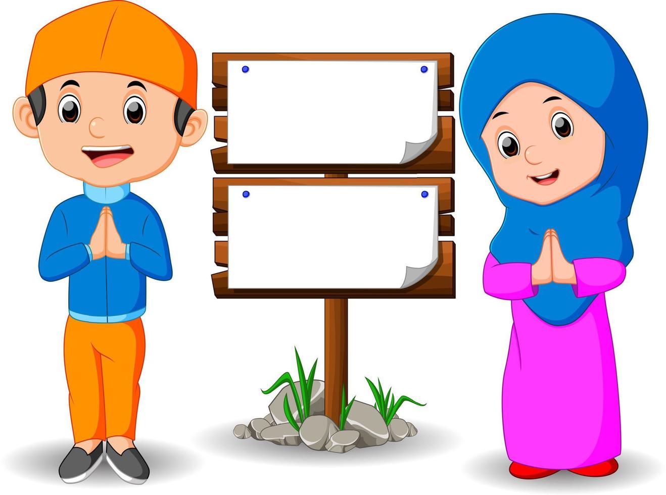 Muslim kid cartoon vector