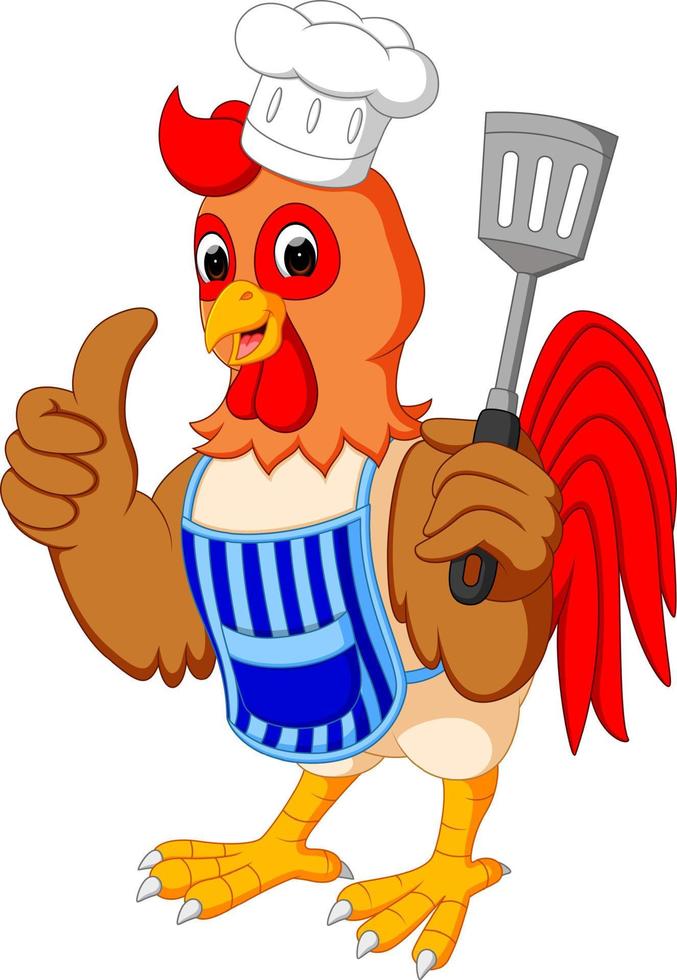 Cartoon chicken chef vector