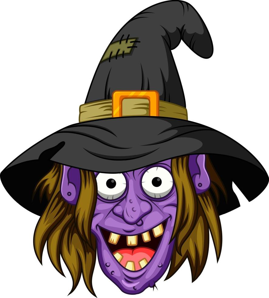 witch head cartoon vector