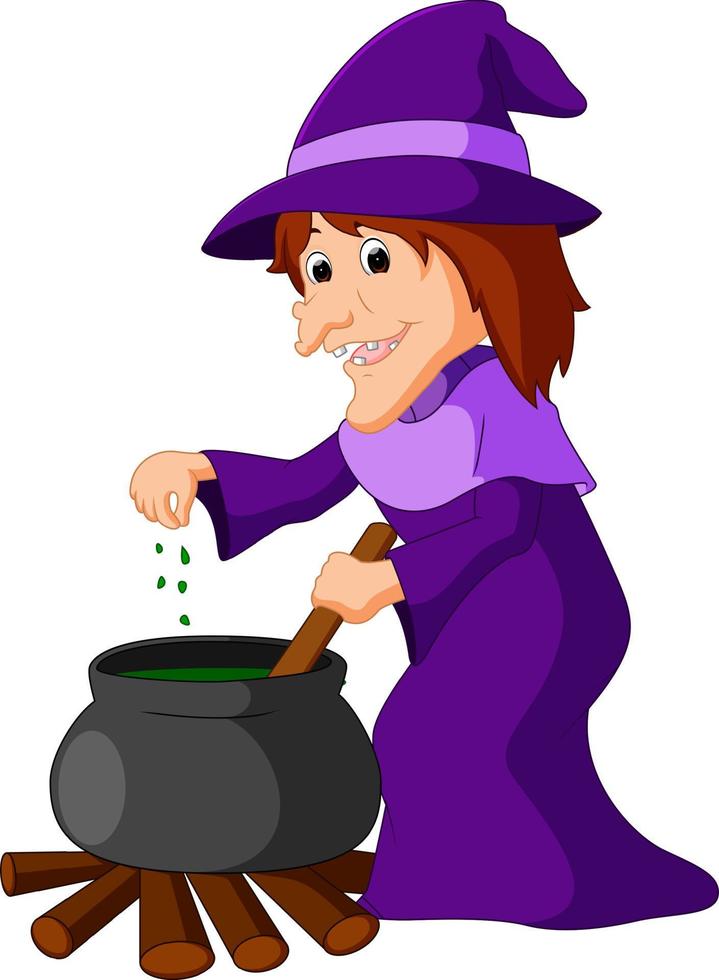 Witch preparing a potion vector