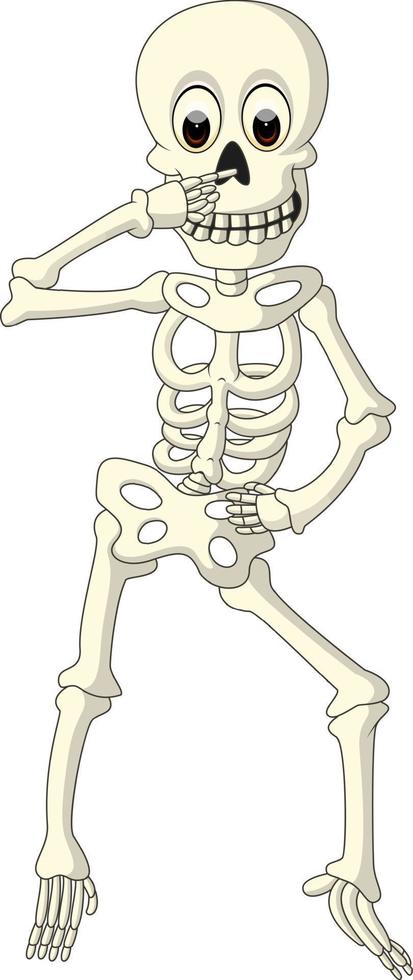 Cartoon funny human skeleton dancing vector