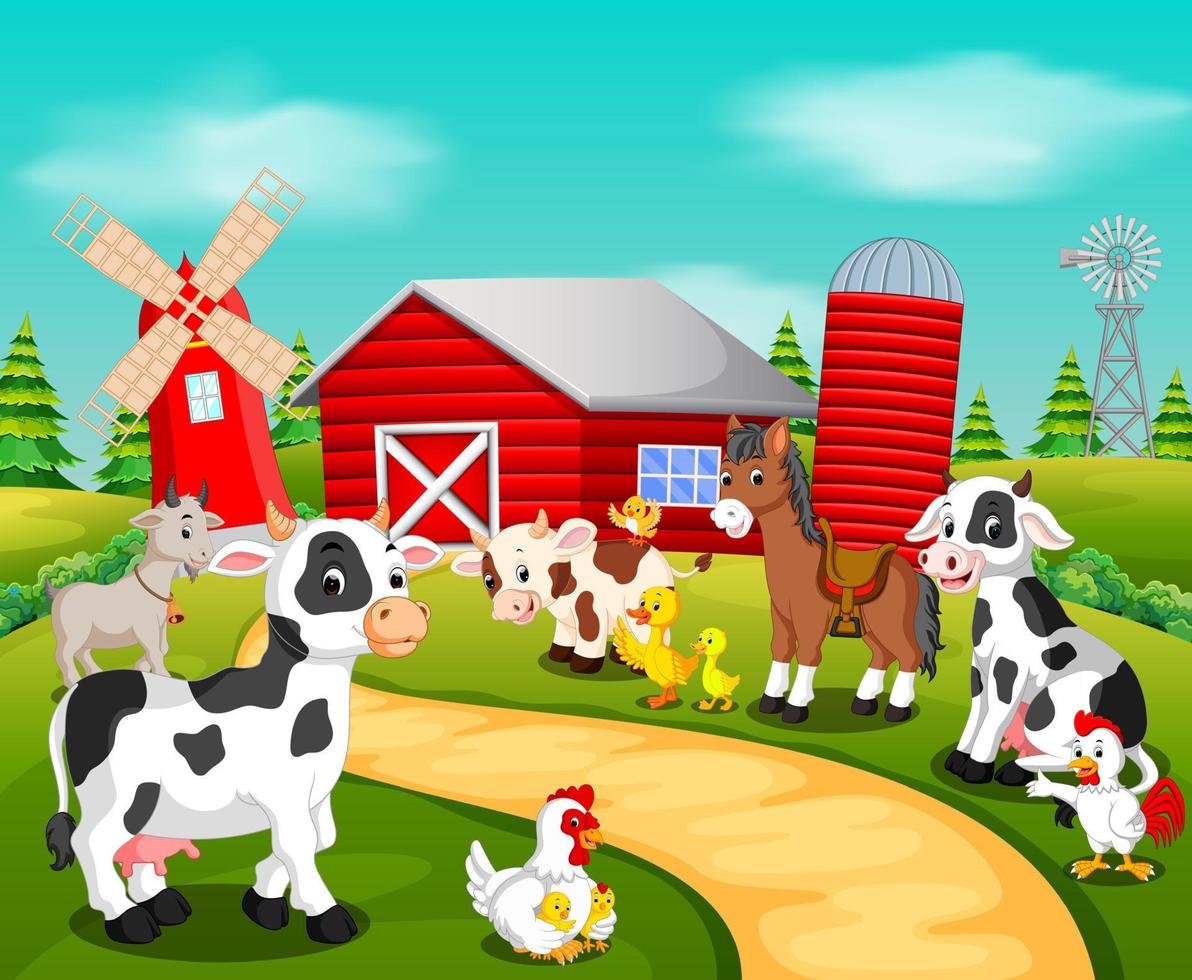 Collection animal in the farm vector