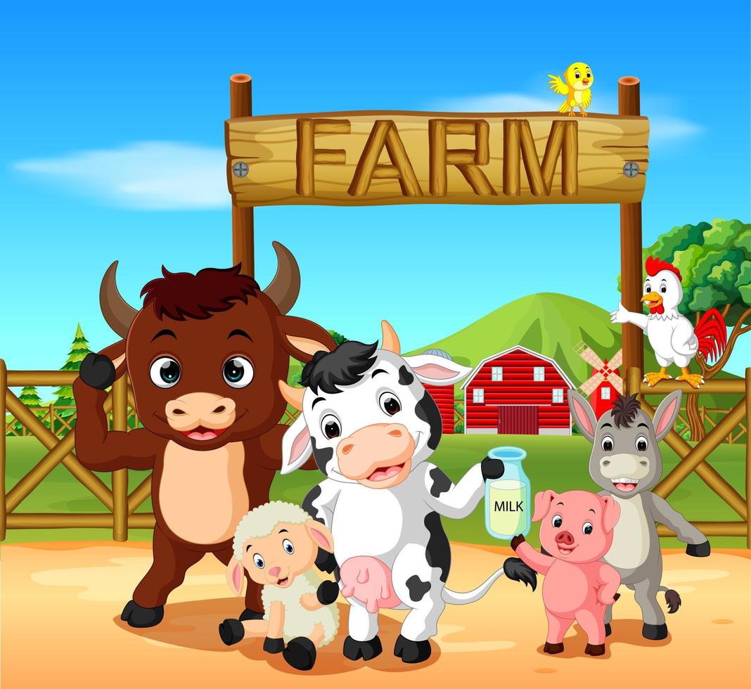 Collection animal in the farm vector