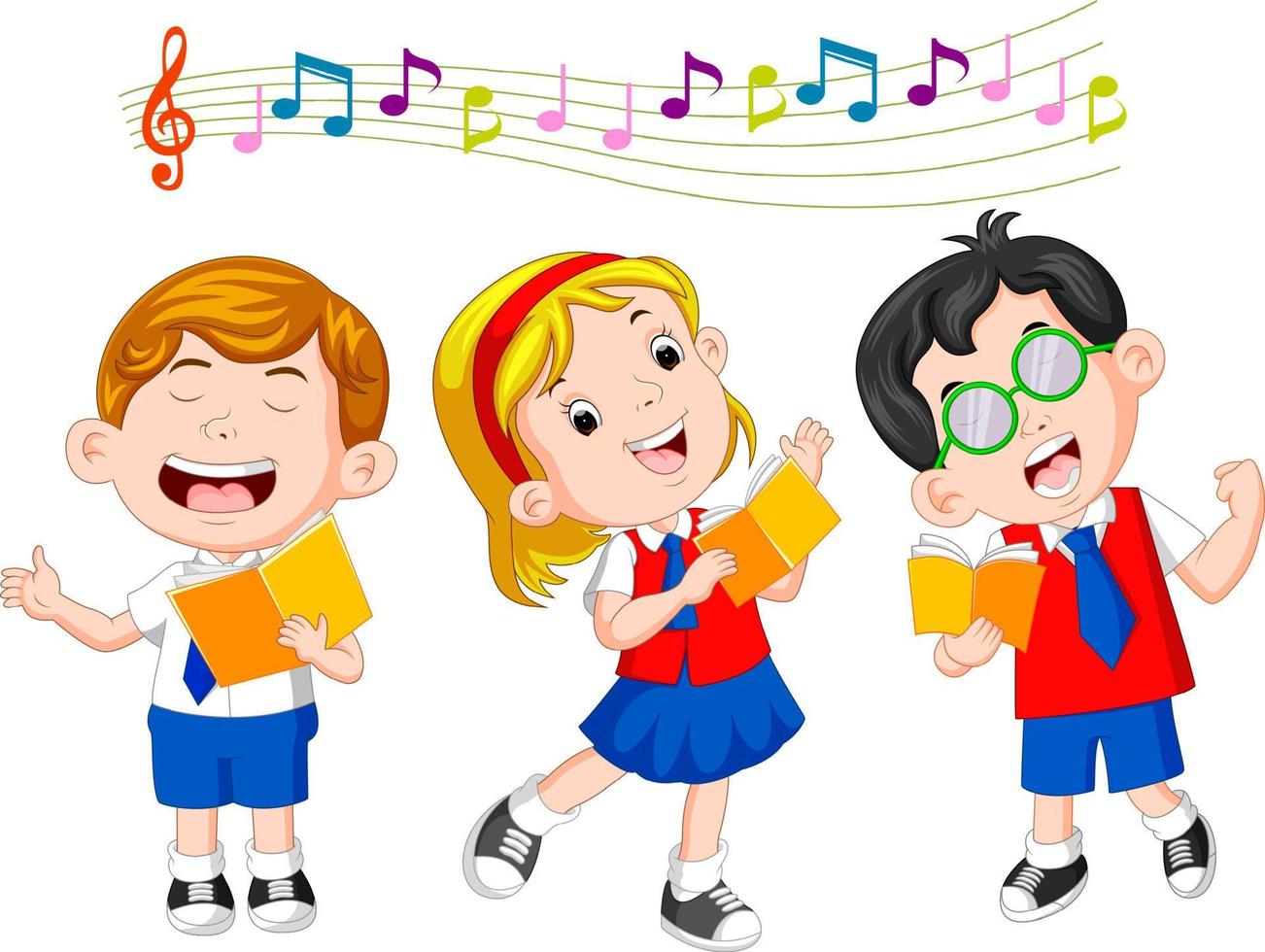 school children singing vector
