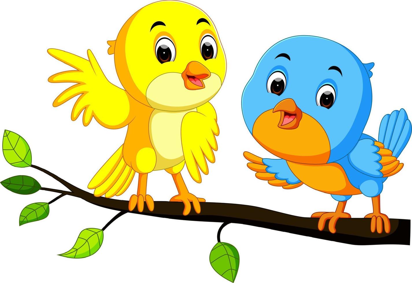 Cartoon couple bird on a branch vector