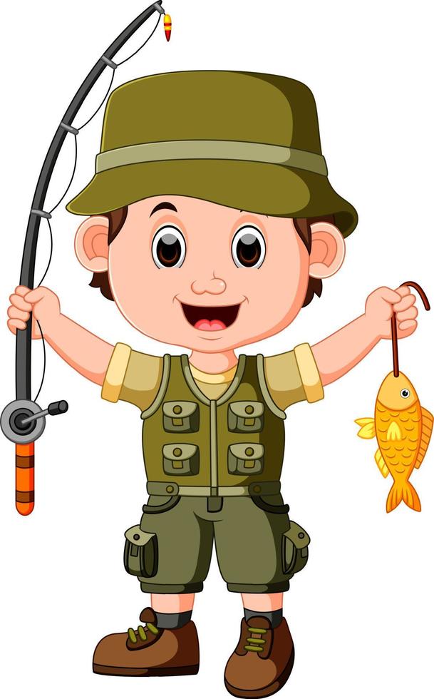 Cartoon man fishing vector