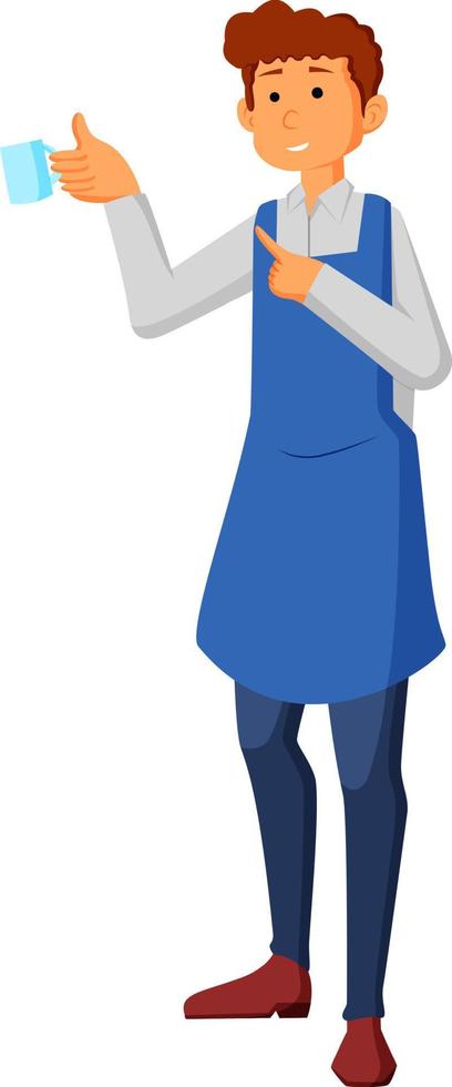 waiter holding a cups of tea or coffee with steam vector