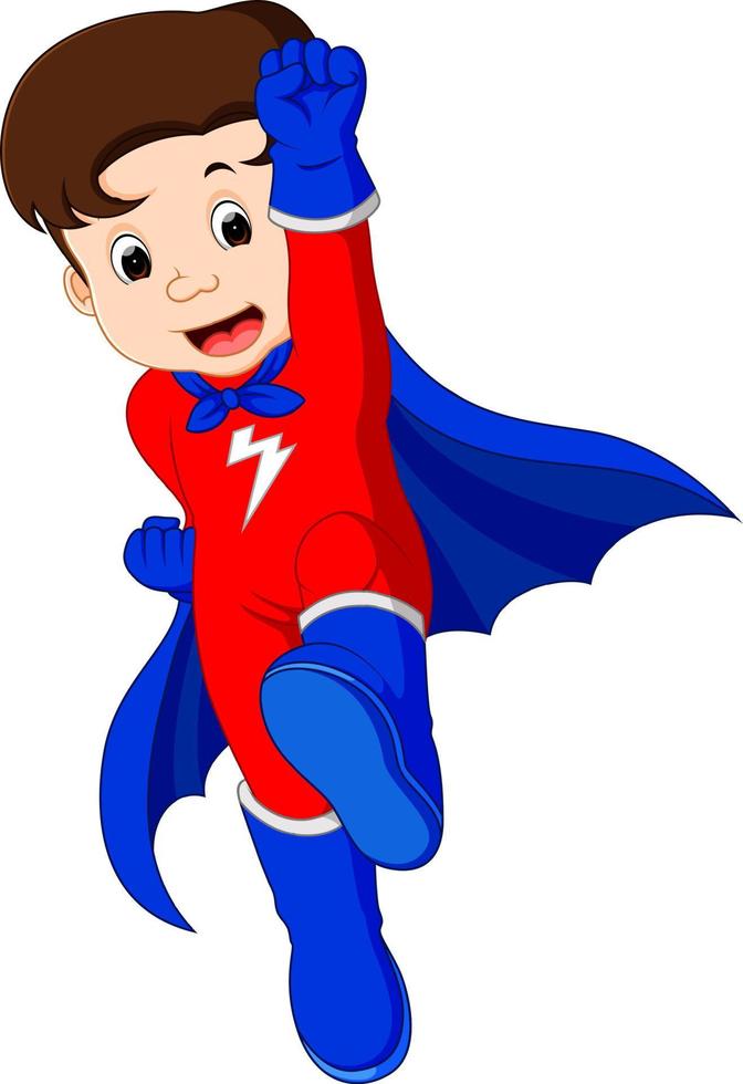 Superhero kid cartoon vector