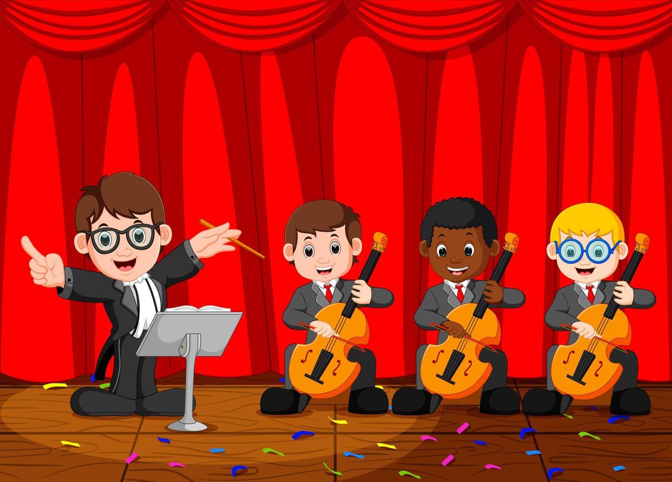 Classic symphony orchestra on stage vector