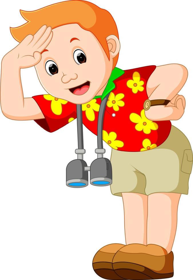 cartoon traveler with a telescope vector