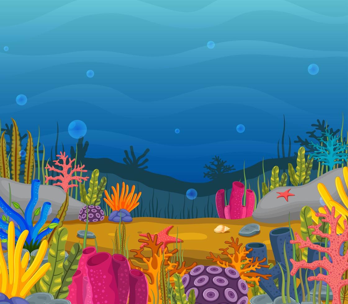 Underwater scene with tropical coral reef vector