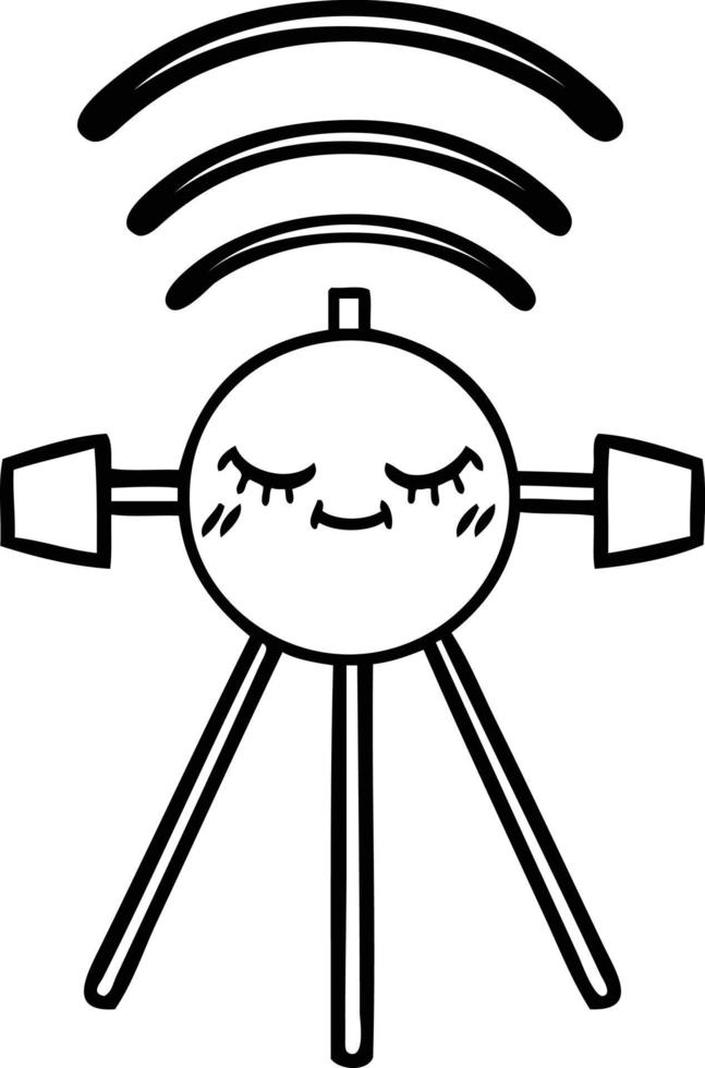 line drawing cartoon space satellite vector