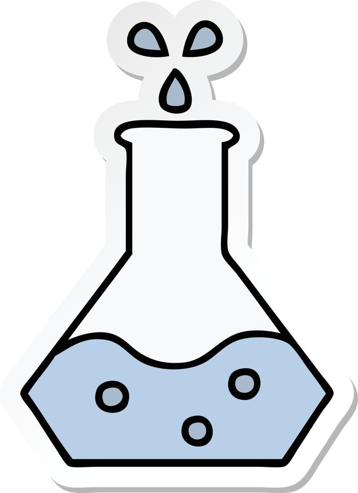 sticker of a cute cartoon science experiment vector