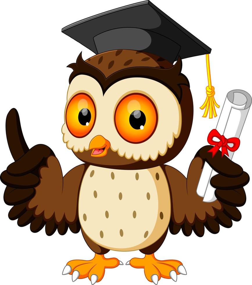 Owl cartoon wearing graduation cap vector