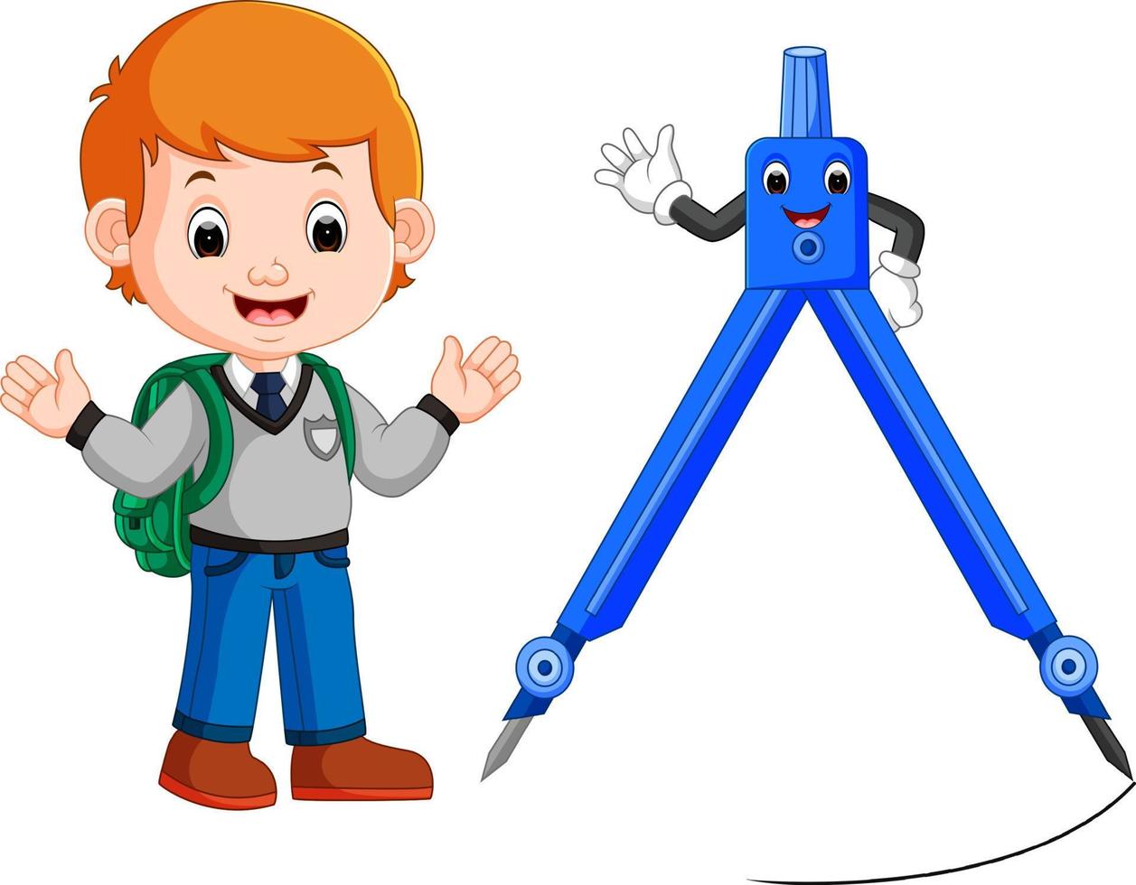 boy with architecture compass character vector