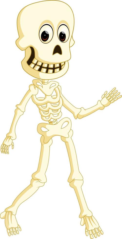 Cartoon funny human skeleton dancing vector