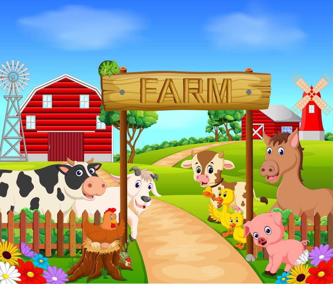 Collection animal in the farm vector