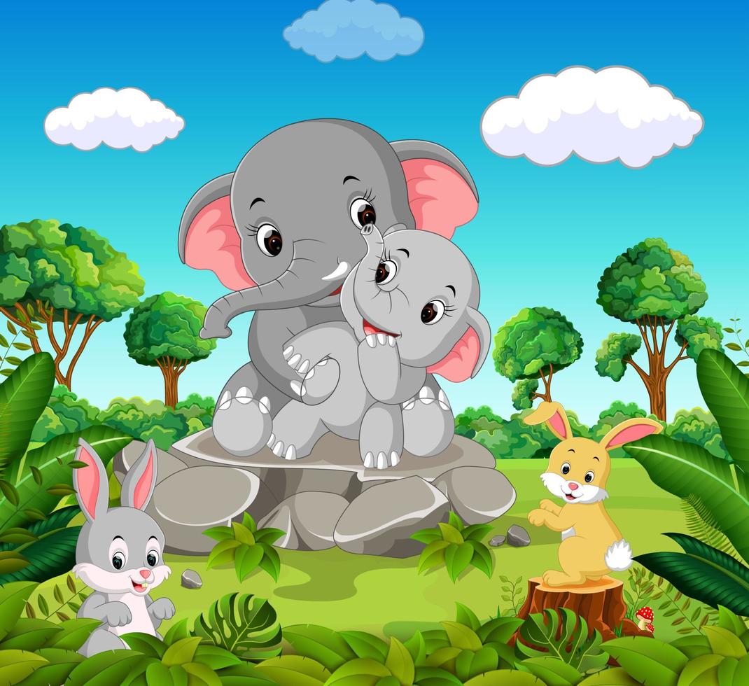 Elephant in the forest vector