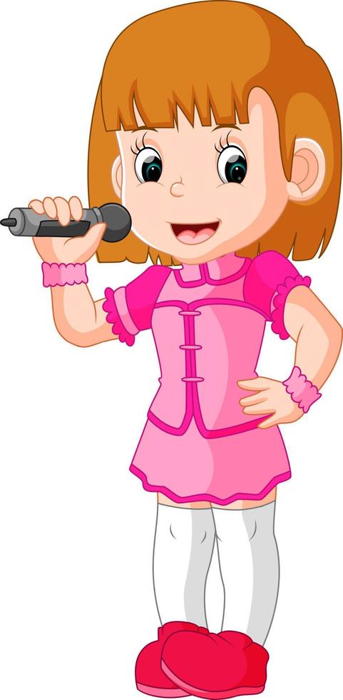 ilustración de una niña cantando vector