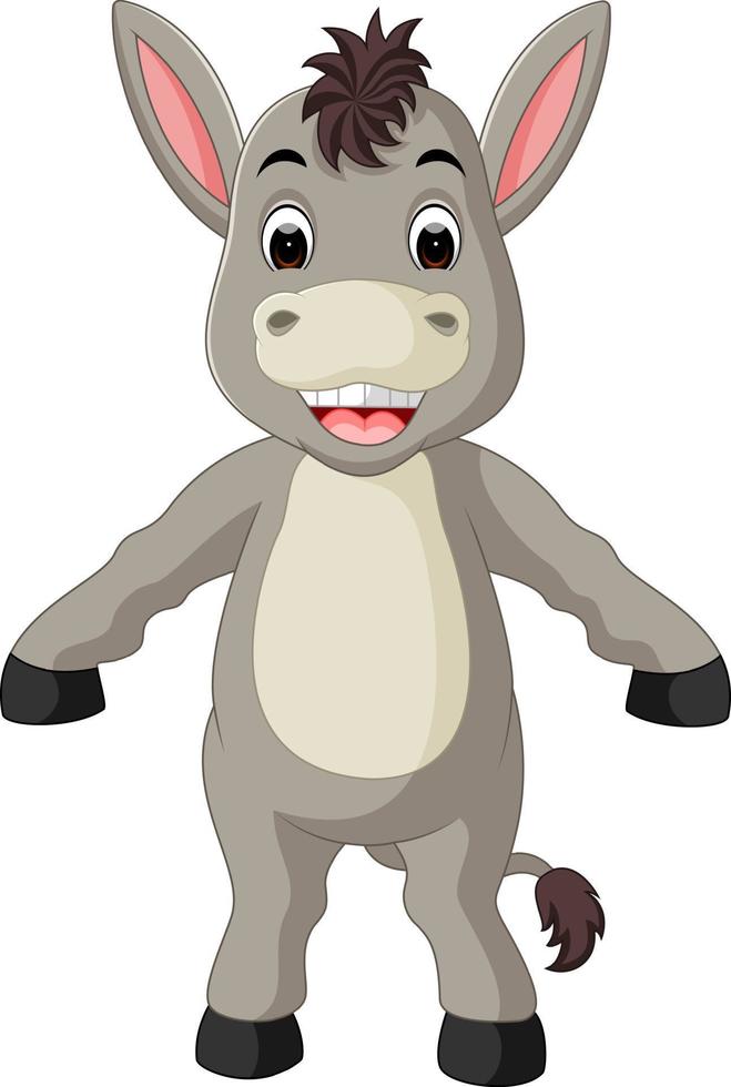 Cute donkey cartoon waving hand vector